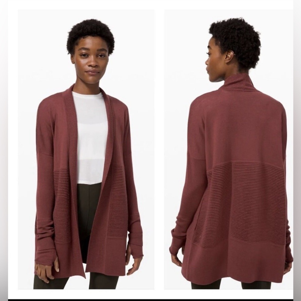 Lululemon Sit In Lotus Wrap II Ribbed Thumbholes Athleisure Merino Wool size 12